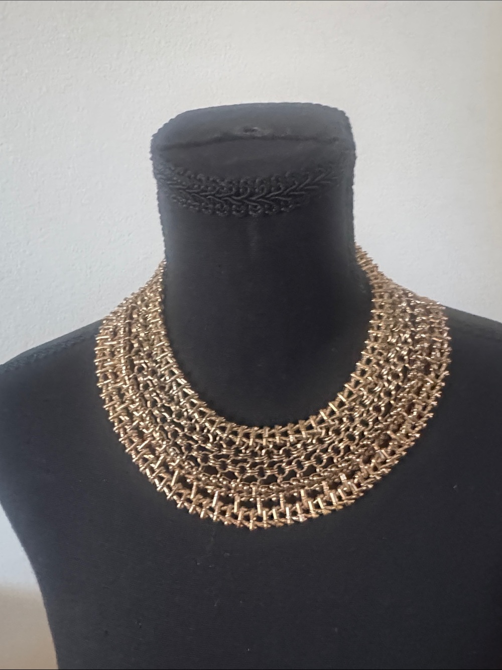 Natasha Couture Gold Layered Woven Collar Necklace